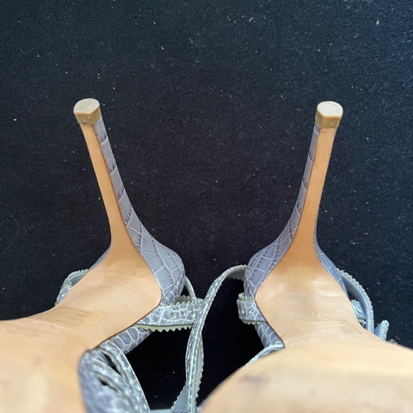 Christian Dior Leather Animal Print Slingback Sandals. Gray Size 39.5 - Picture 16 of 16